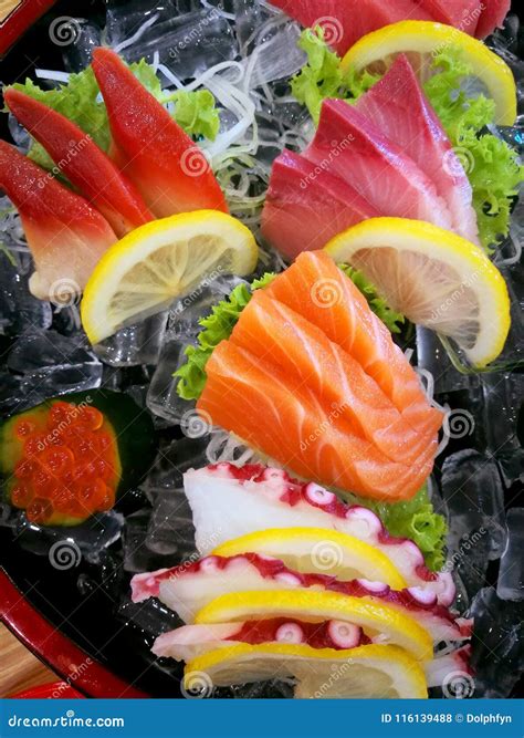 Mixed Sashimi Dish at Japanese Restaurant. Stock Photo - Image of fresh ...