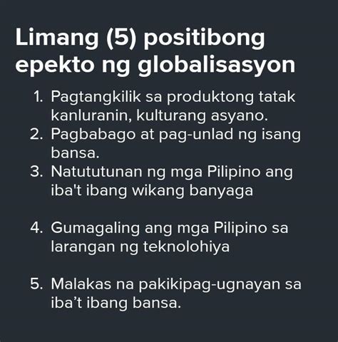 Mga Mabuting Epekto Ng Globalisasyon Sa Ating Bansa Mobile Legends