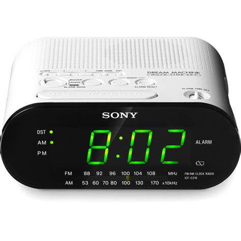 Sony Icf C218 Am Fm Clock Radio White Icfc218white Bandh Photo