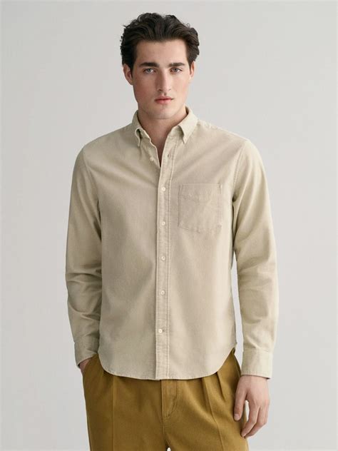 Gant Regular Fit Corduroy Shirt Natural Cilento Designer Wear