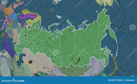 Shape of Russia with Regional Borders. Administrative. Stock ...