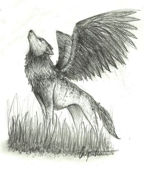 pictures of winged animals wolves and cats | Sketch Winged Wolf by ...