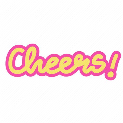 Cheers Word Greeting Hand Written Cute Lettering Calligraphy Icon