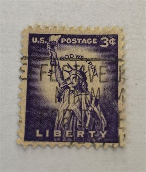 Rare Us Postage Stamp 3 Cent Liberty Used Purple Lady Statue Etsy