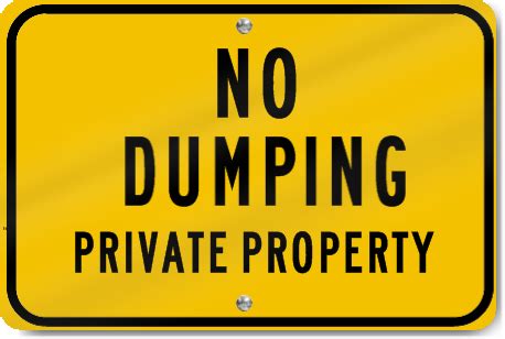 Horizontal No Dumping Private Property Sign | SignsToYou.com