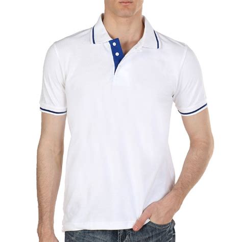 Tipping White With Royal Blue Polo T Shirt Half Sleeves Plain At Best