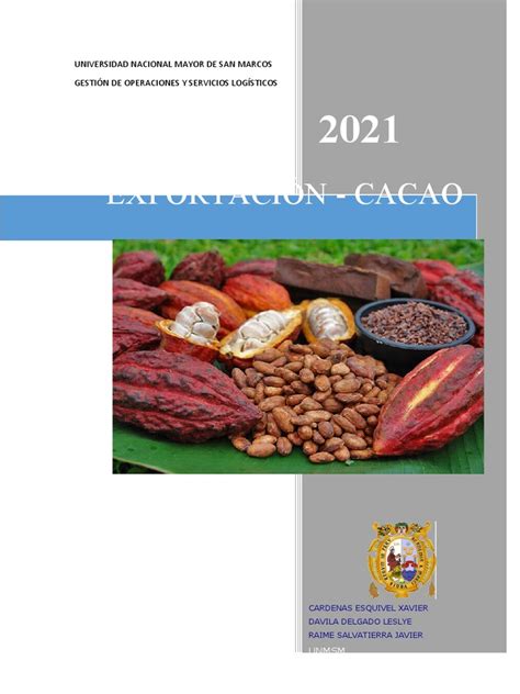 Exportacion Del Cacao Pdf Theobroma Perú