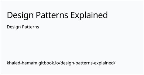 Design Patterns Design Patterns Explained