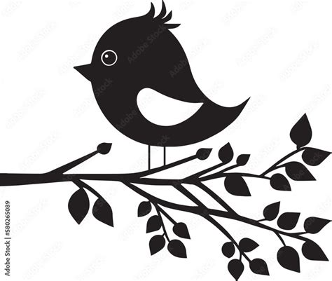 Cartoon bird on a branch Vector illustration, SVG Stock Vector | Adobe ...