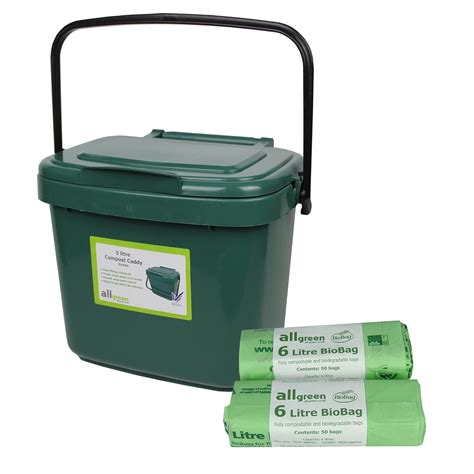 Green Kitchen Compost Caddy L Small X Biobags For Food