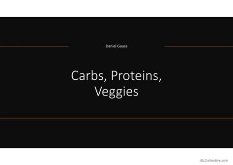 Carbs Proteins And Veggies General English Esl Powerpoints