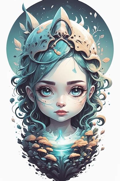 Premium Ai Image Cute Mermaid With Blue Eyes And Fishcute Mermaid