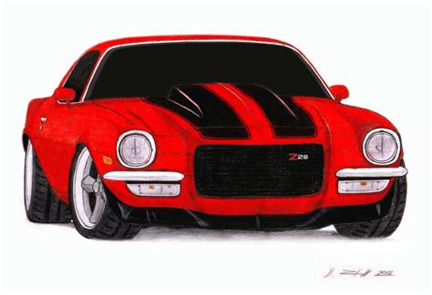 1972 Chevrolet Camaro Z28 Pro Touring Drawing by Vertualissimo on ...