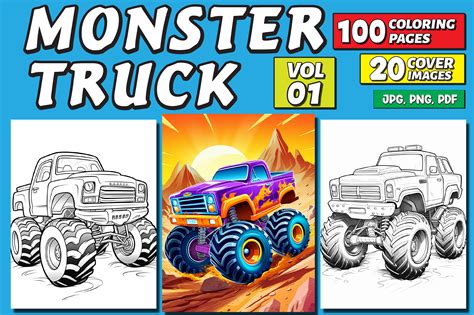 Monster Truck Coloring Pages for Kids 01 Graphic by FuN ArT · Creative ...