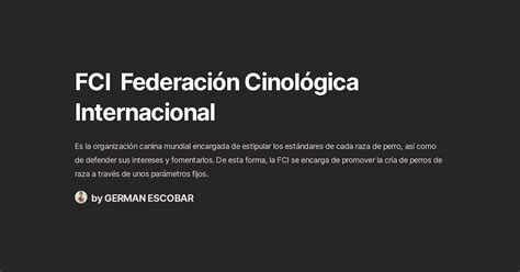 Fci Federaci N Cinol Gica Internacional