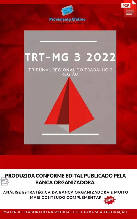 Provimento Efetivo Concursos Apostila Trt Mg Analista