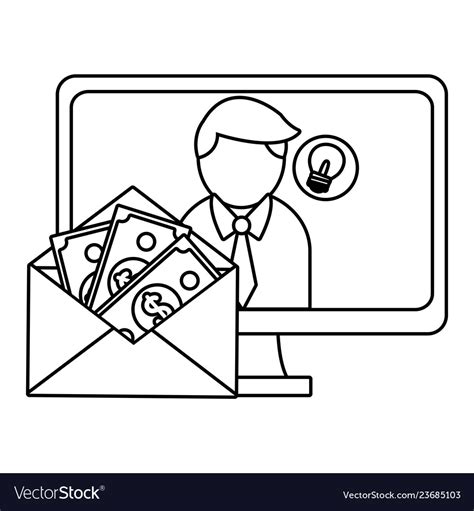 Business office and marketing in black white Vector Image