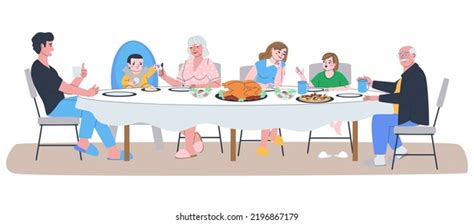 Dinner Common Table Large Family Parents Stock Vector (Royalty Free ...