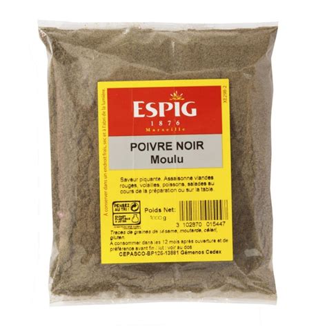 Poivre Noir Moulu Kg Sachet Espig Tablissements Drap