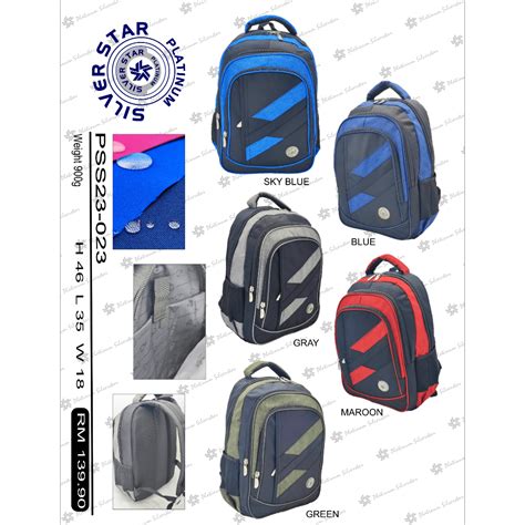 Pss23 023 Platinum Silver Star School Bag Laptop Bag Ready Stock