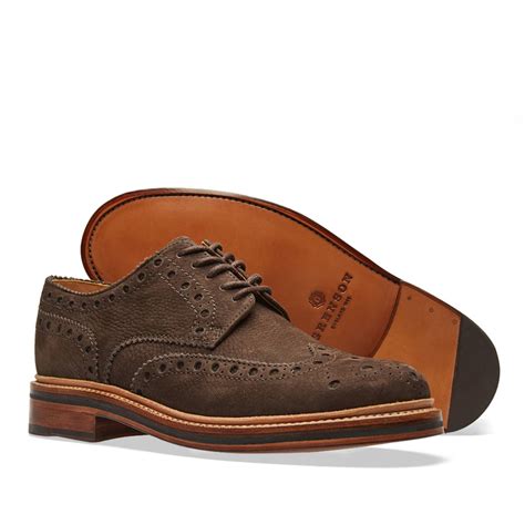 Grenson Archie Brogue Dark Brown Nubuck End Uk