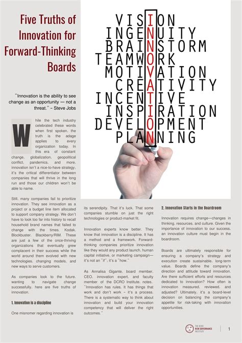 Five Truths Of Innovation For Forward Thinking Boards