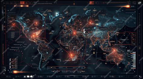 Global Cybersecurity Threat Map Worldwide Lights On Display | Premium ...