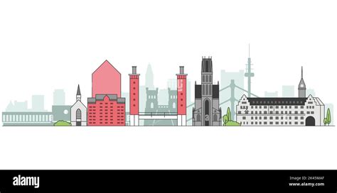 Panorama of Duisburg, cityscape of city of duisborg with landmarks, vector Stock Vector Image ...