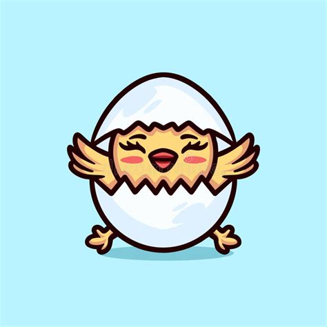 Cute Chick In The Egg Cartoon Mascot Animal Vector Logo Design