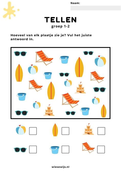 Werkblad Tellen Groep 1 2 I Spy Zoekplaat Thema Vakantie Artofit