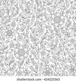 Seamless Floral Doodle Background Pattern Vector Stock Vector Royalty