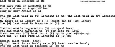 Last Word In Lonesome Is Me Bluegrass Lyrics With Chords