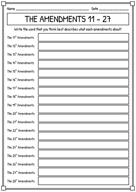 19 All Amendment Worksheet Free Pdf At