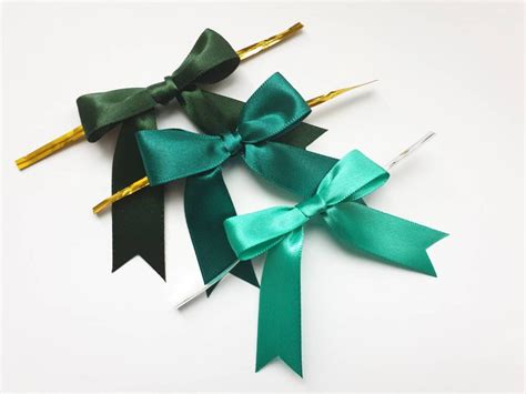 2 Green Mini Satin Bows For Wedding And Baby Shower Etsy