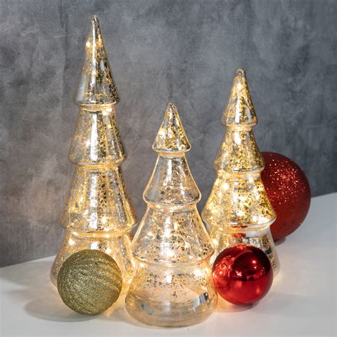 The Holiday Aisle® Battery Operated Silver Mercury Glass Trees Set Of