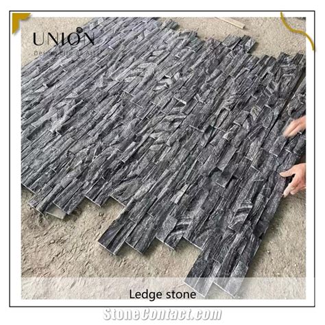 UNION DECO Black Marble Ledger Stone Panel Stacked Stones From China