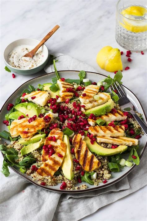 Halloumi Salade Met Quinoa Granaatappel En Yoghurt Dressing Artofit