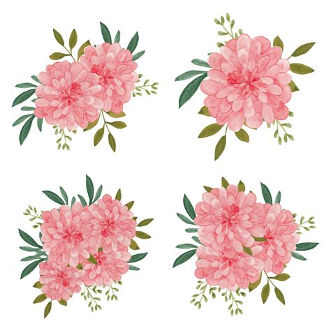 Watercolor dahlia flower bouquet collection 1183326 Vector Art at Vecteezy