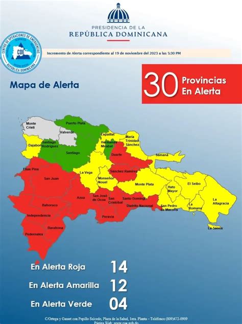 COE Mantiene 14 Provincias En Alerta Roja Tras Paso De Disturbio