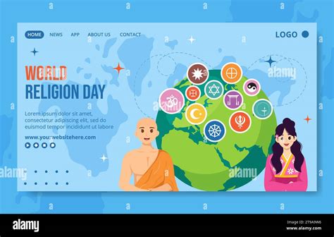 Religion Day Social Media Landing Page Cartoon Hand Drawn Templates