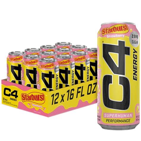 Cellucor C4 Energy Drink Starburst Strawberry Carbonated Sugar Free