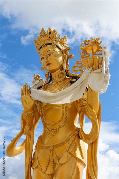 Golden Statue Of Buddhist Goddess At Top Hill In Kuensel Phodrang