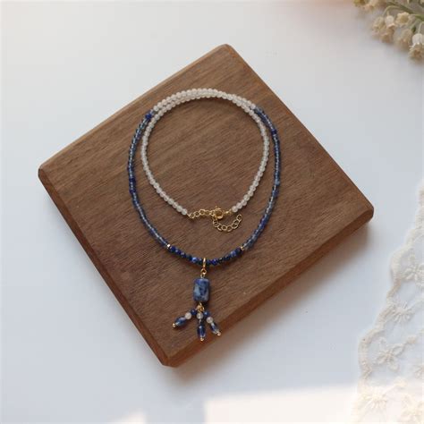 Collier Lapis Lazuli Paix Profonde Plaqué Or Moment Ici