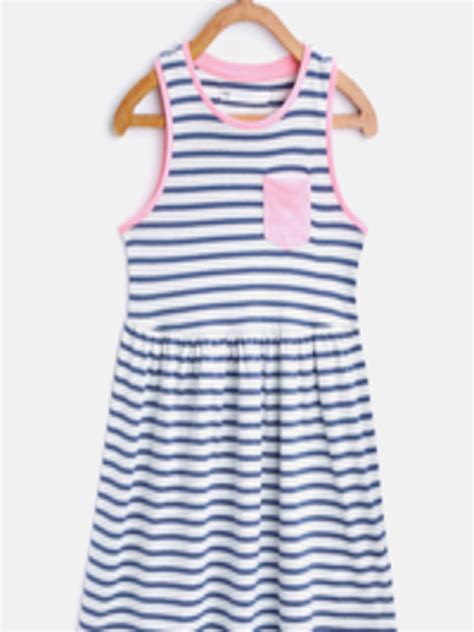 Buy Marks And Spencer Girls Navy Blue And White Striped Fit And Flare Dress Dresses For Girls