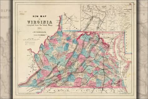 POSTER, MANY SIZES; County Map Of Virginia 1861 EUR 26,40 - PicClick FR