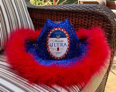 Michelob Ultra Party Hat Party Cowboy Hat Glitter Hat Etsy