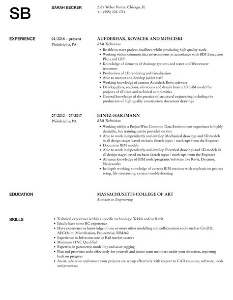 Bim Modeler Resume Sample