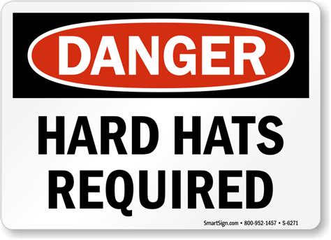 Hard Hats Required Danger Sign OSHA Free Shipping Options SKU S