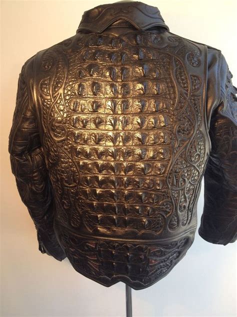 Luxury Leather Crocodile Alligator Jacket Leather Jacket Men Style Biker Leather Leather Coat