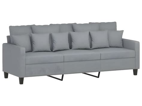 Canapé à 3 places avec repose pieds Gris clair 180 cm Tissu